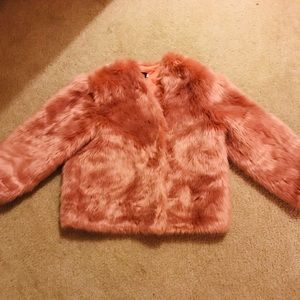 Blush pink faux fur coat